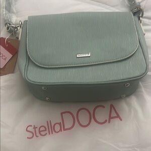 Blue Shoulder Bag with Structured Design